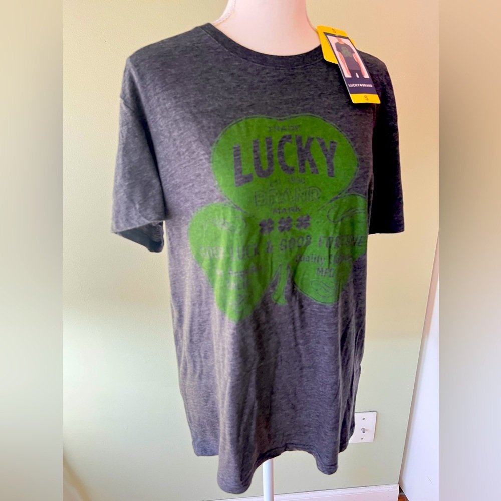 Lucky Brand T-Shirt in Green & Dark Grey Size Small NWT